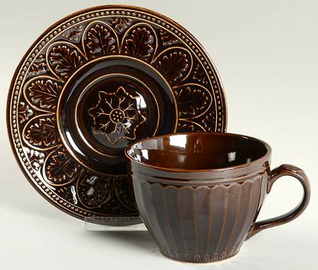 Parthenon Brown Flat Cup & Saucer Set