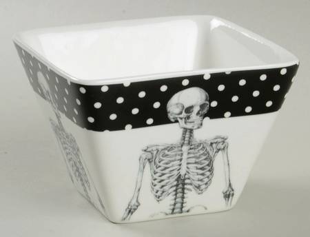 Skeleton (White Dots) Individual Square Appetizer Bowl