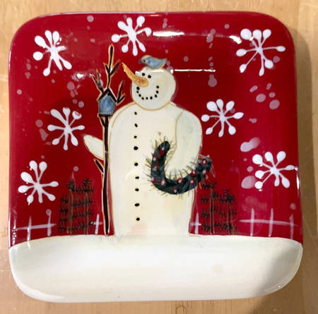 Twilight Snowman Red (White Flake) Individual Dip Dish
