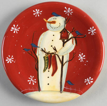 Twilight Snowman Red (White Flake) Salad Plate