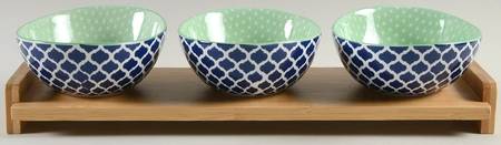 Chelsea (Mix and Match) Dip Bowl Set-3 Bowls W/Wood Base