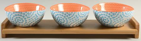 Chelsea (Mix and Match) Dip Bowl Set-3 Bowls W/Wood Base