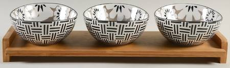 Chelsea (Mix and Match) Dip Bowl Set-3 Bowls with Wood Base
