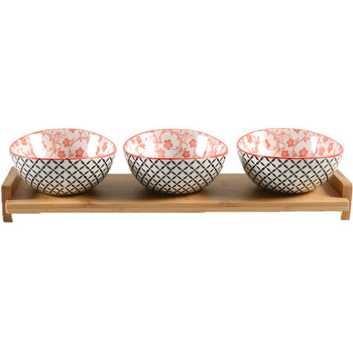 Chelsea (Mix and Match) Dip Bowl Set-3 Bowls W/Wood Base