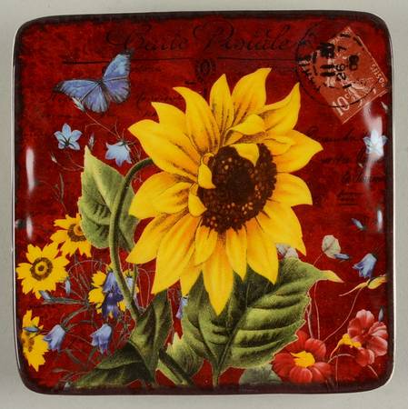Sunflower Meadow Square Canape Plate