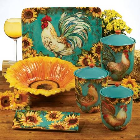 Sunflower Rooster (3 Piece) Canister Set (Box Set)
