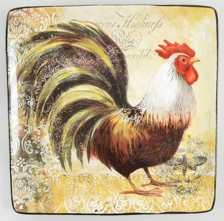 Vintage Rooster 12" Square Serving Platter