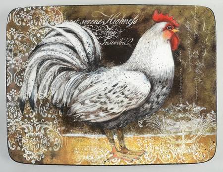 Vintage Rooster 16" Rectangular Serving Platter