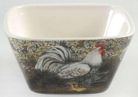 Vintage Rooster Individual Square Ice Cream Dish