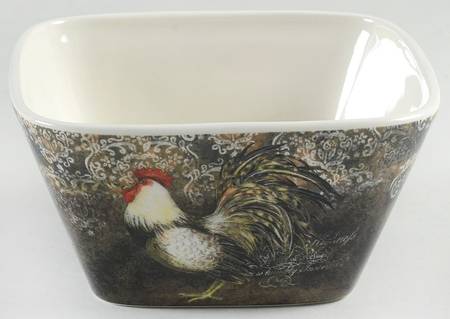 Vintage Rooster Individual Square Ice Cream Dish