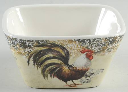 Vintage Rooster Individual Square Ice Cream Dish