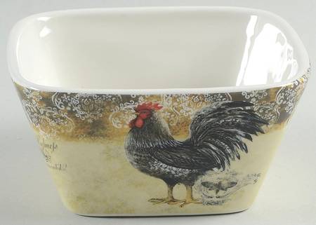 Vintage Rooster Individual Square Ice Cream Dish