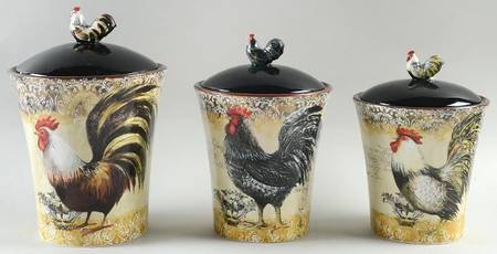 Vintage Rooster (3 Piece) Canister Set (Box Set)