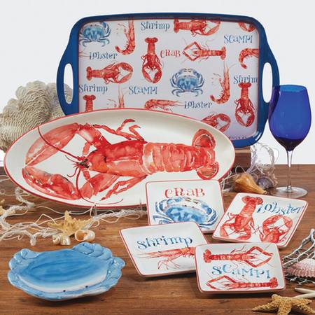Beach House Kitchen 19" Rectangular Handled Serving Melamine Tray