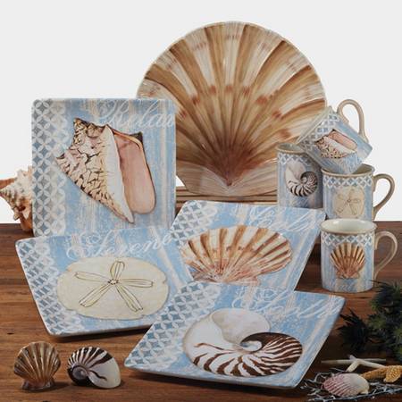 Spa Shells Square Dinner Plate