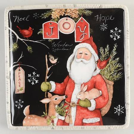 Woodland Christmas Square Salad/Dessert Plate