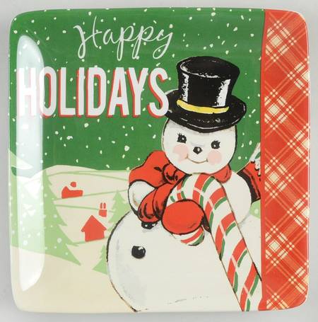 Retro Christmas Square Canape Plate