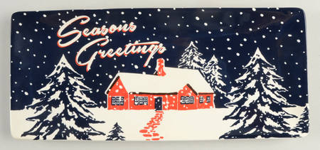 Retro Christmas Rectangular Tray 11"