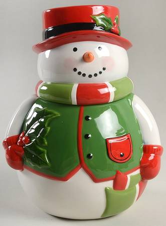 Christmas Fun Figural Cookie Jar & Lid