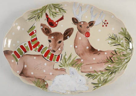 Deer Friends 19" Oval Serving Platter