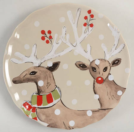 Deer Friends Dinner Plate with Linen Background