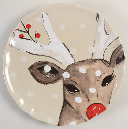 Deer Friends Dinner Plate with Linen Background