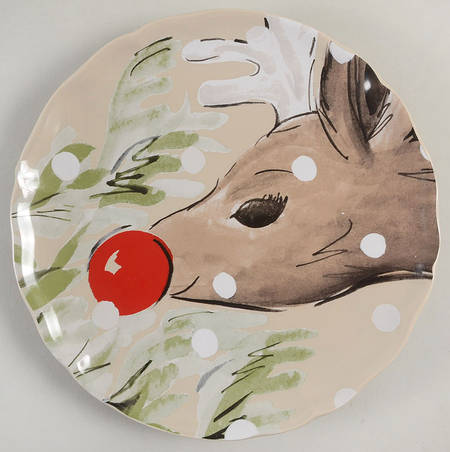 Deer Friends Dinner Plate with Linen Background