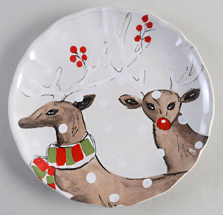 Deer Friends Salad Dessert Plate with White Background