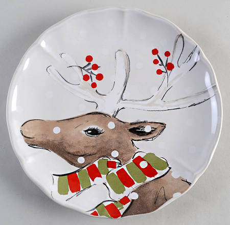 Deer Friends Salad Dessert Plate with White Background