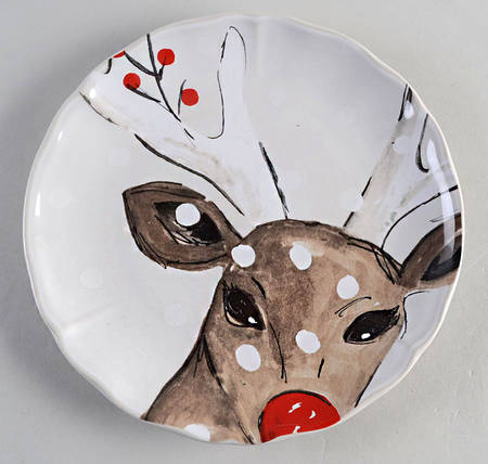 Deer Friends Salad Dessert Plate with White Background