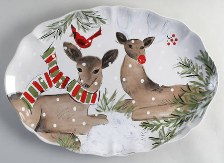 Deer Friends 19" Oval Serving Platter