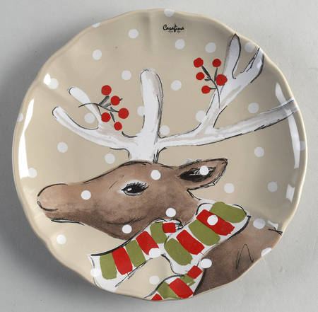 Deer Friends Salad Dessert Plate with Linen Background