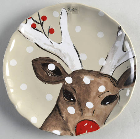 Deer Friends Salad Dessert Plate with Linen Background