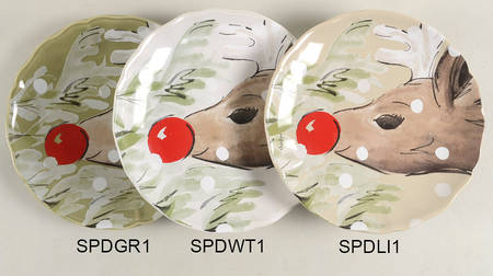 Deer Friends Salad Dessert Plate with Linen Background