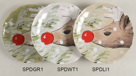 Deer Friends Salad Dessert Plate with Green Background