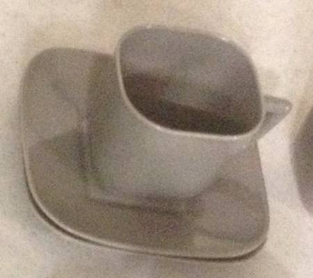 CDY1 Grey Flat Cup & Saucer Set