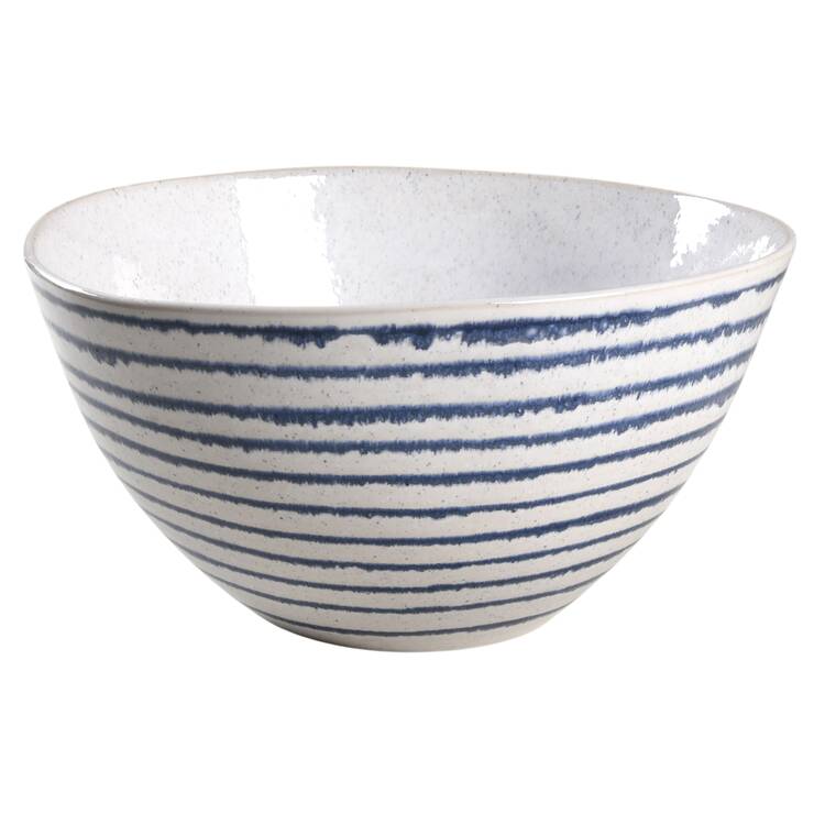Lina Blue Stripe 9" Round Serving Bowl