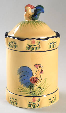 Rooster-Yellow Large Canister & Lid