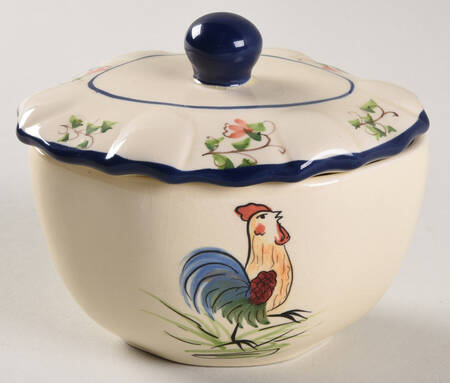 Rooster-Yellow Sugar Bowl & Lid