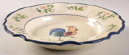 Rooster-Yellow Large Rim Soup Bowl