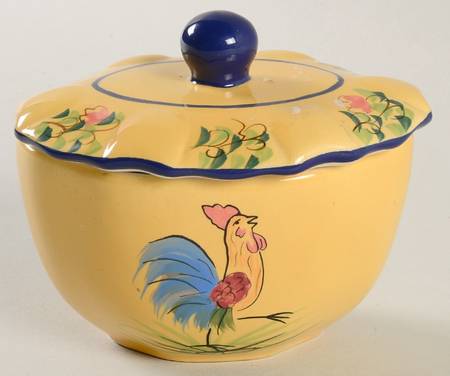 Rooster-Yellow Sugar Bowl & Lid