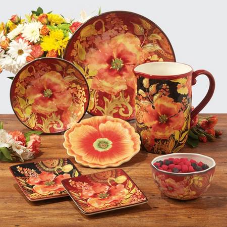 Watercolor Poppies Figural Salad/Dessert Plate