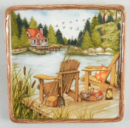 Lake Life Square Canape Plate
