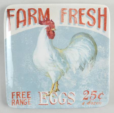Farm House Rooster Square Salad/Dessert Plate