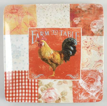 Farm House Rooster Square Dinner Plate