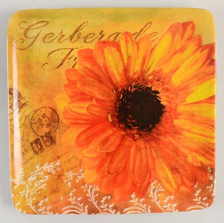 Gerber Daisy Square Salad/Dessert Plate