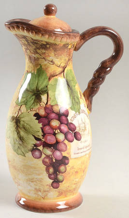 Gilded Wine Oil Jar/Server & Lid