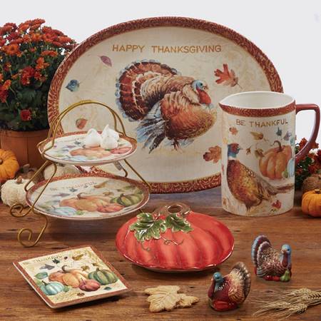 Fall Inspiration 18" Oval Turkey Serving Platter