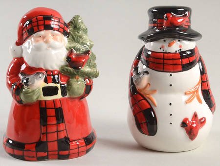 Winter's Plaid Figural Salt & Pepper Set