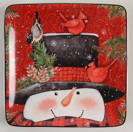 Winter's Plaid Square Canape Plate